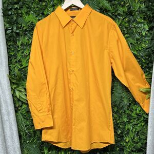 OMEGA ITALY Mens Shirt XL Orange Button Collared Slim Fit Long‎ Sleeve 1749